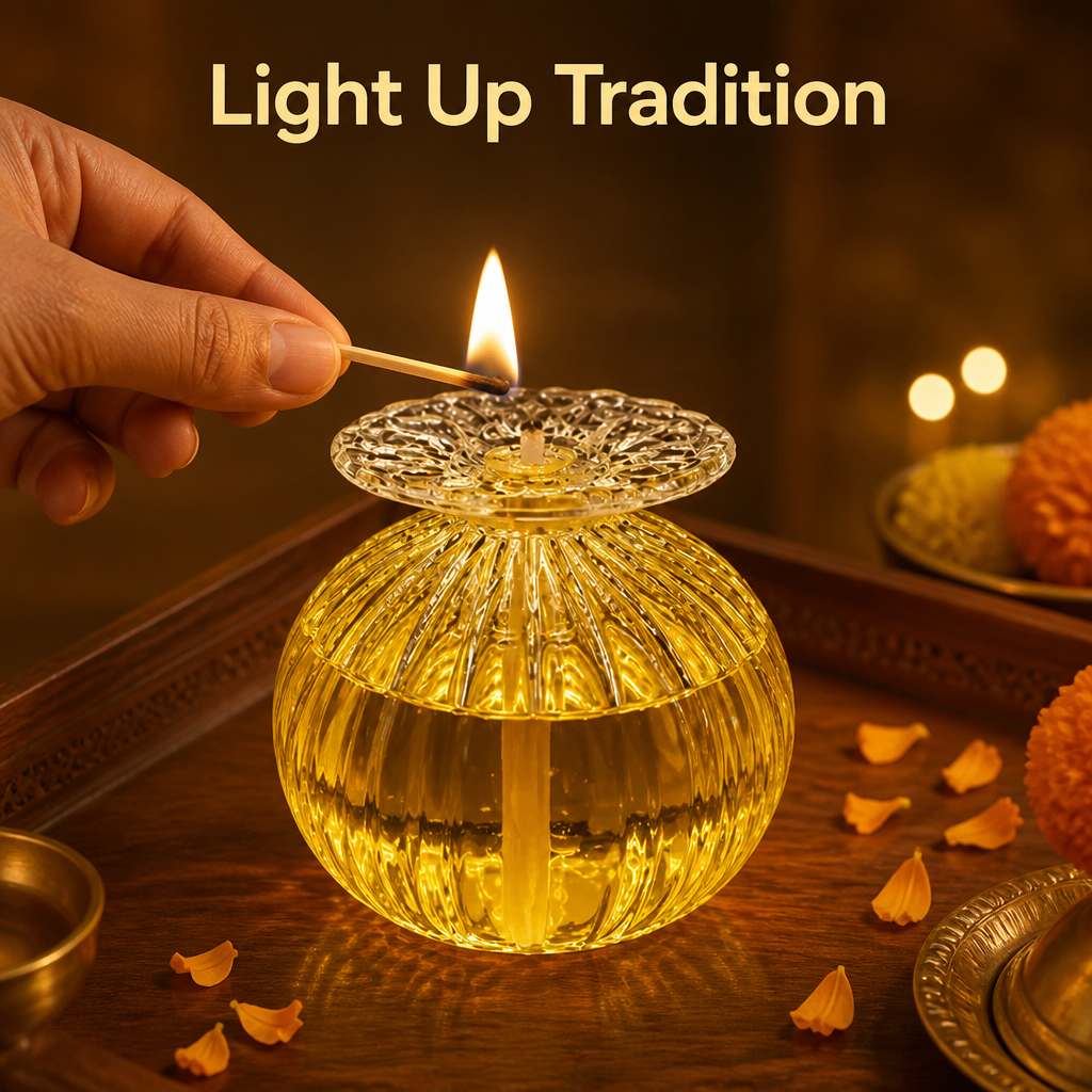 Festive Glass Oil Lamp