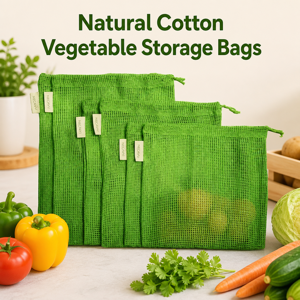 Natural Cotton Vegetable Storage Bags(Set Of 3 Pcs)