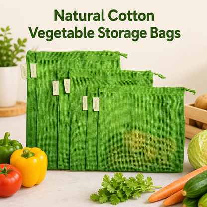 Natural Cotton Vegetable Storage Bags(Set Of 3 Pcs)