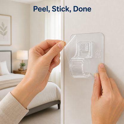 No-Drill Curtain Rod Holders (Set of 4 Pcs)