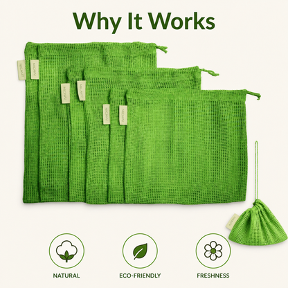 Natural Cotton Vegetable Storage Bags(Set Of 3 Pcs)