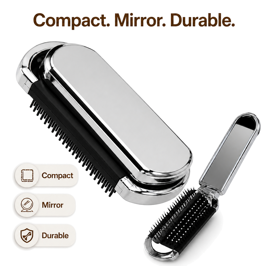 Mini Hair Brush With Mirror