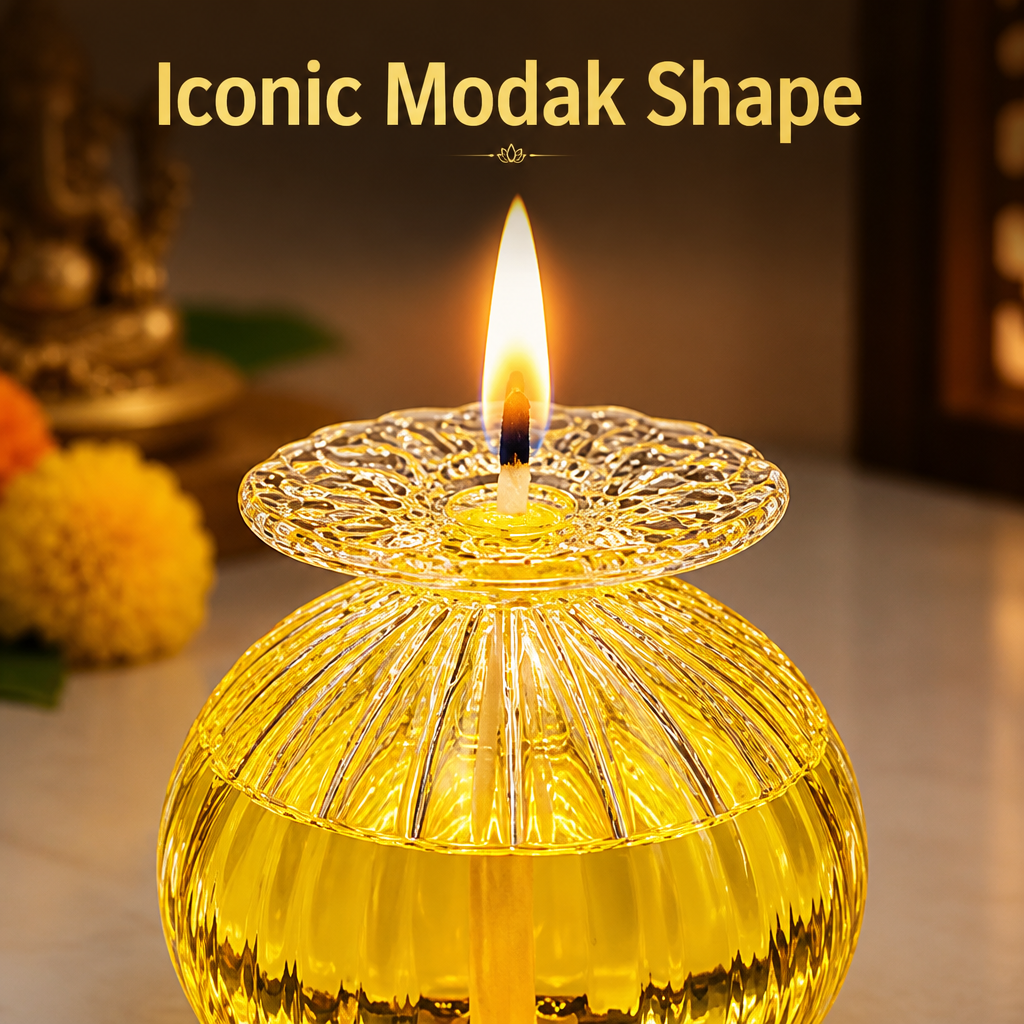 Modak Shape Glass Diya