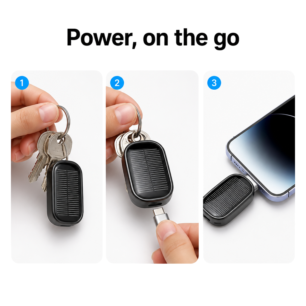 Solar Keychain Charger Powerbank (1200 mAh)