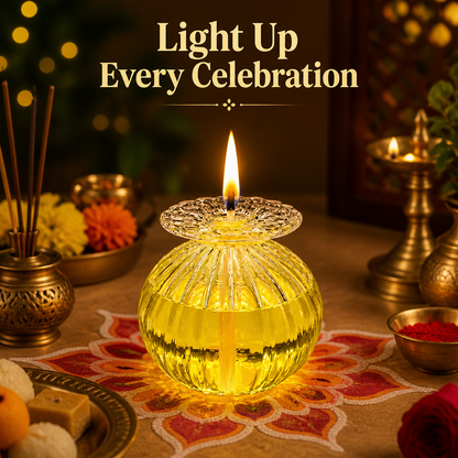 Modak Shape Glass Diya
