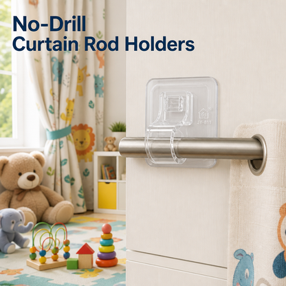 No-Drill Curtain Rod Holders (Set of 4 Pcs)