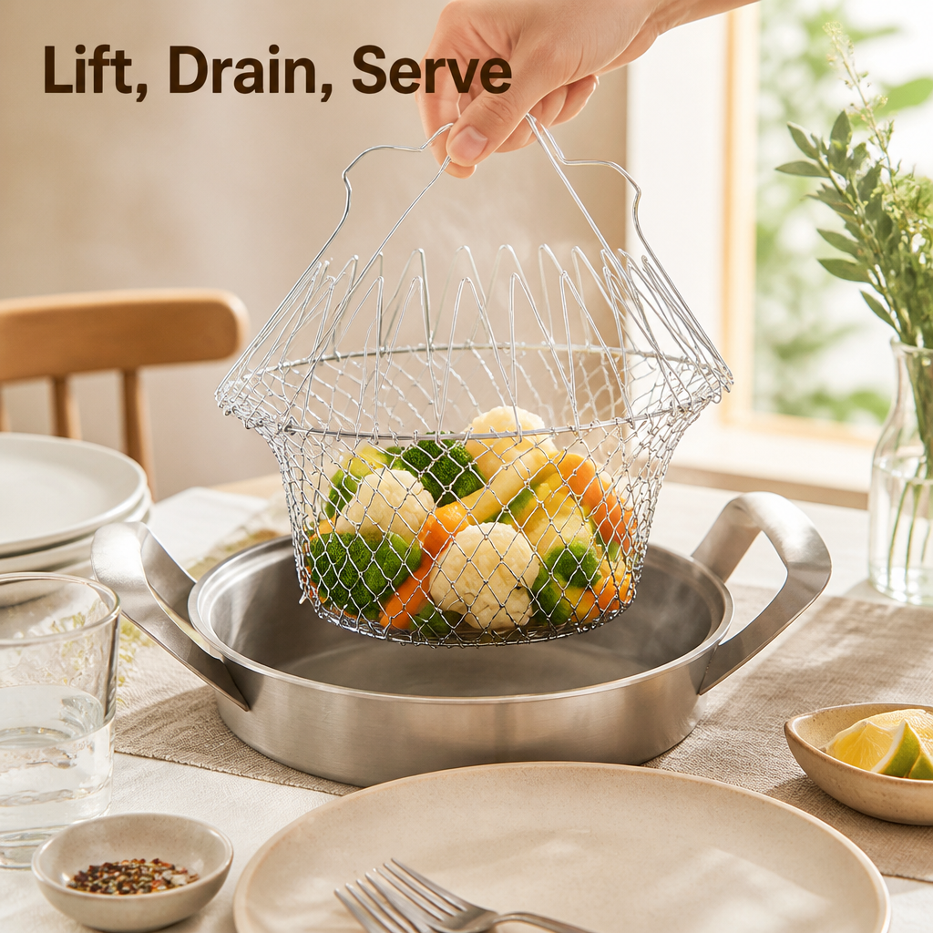 Stainless Steel Foldable Frying Basket