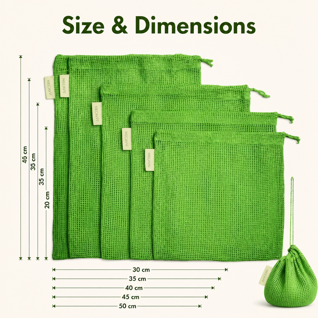 Natural Cotton Vegetable Storage Bags(Set Of 3 Pcs)