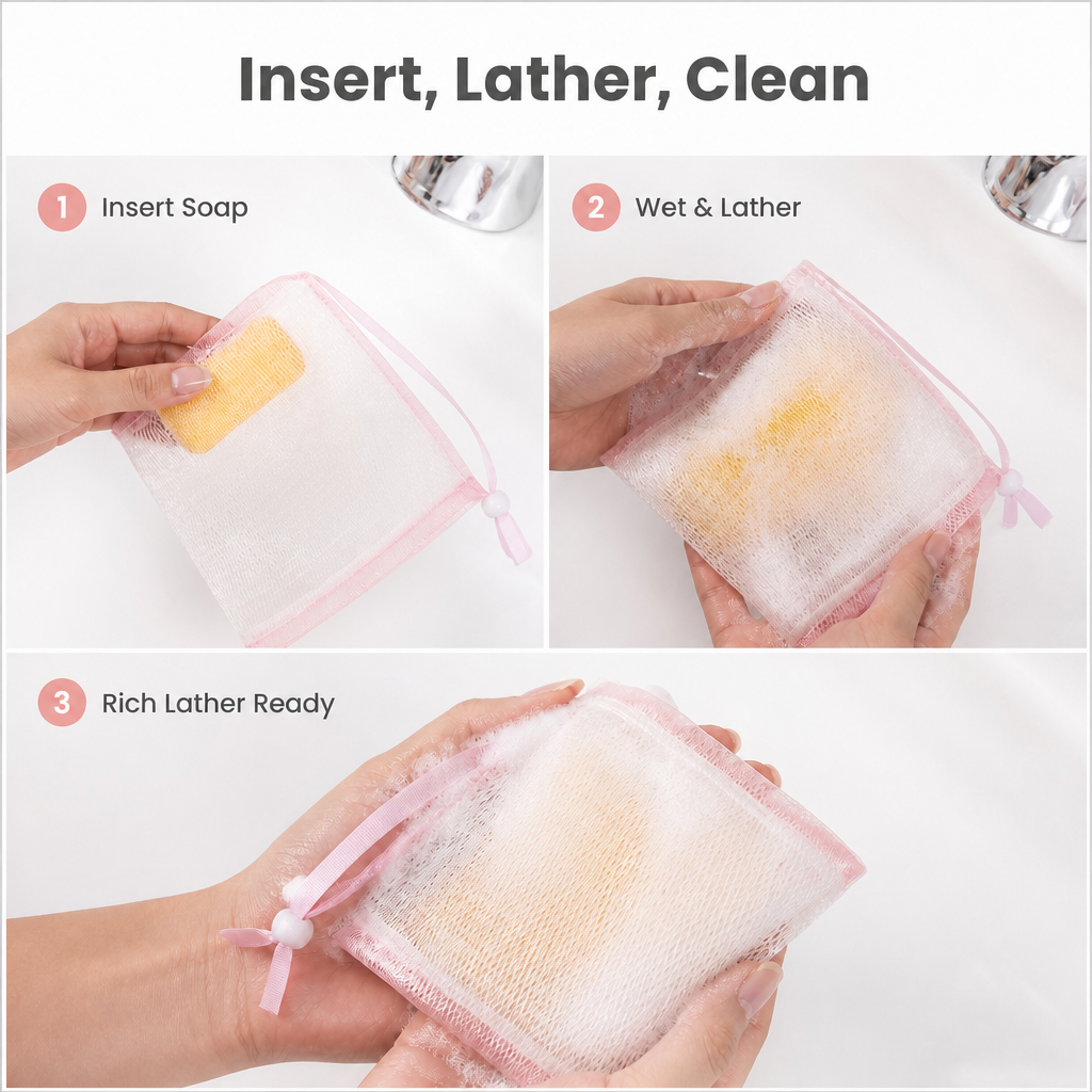 Bubble Foam Soap Net(Pack Of 4Pcs)
