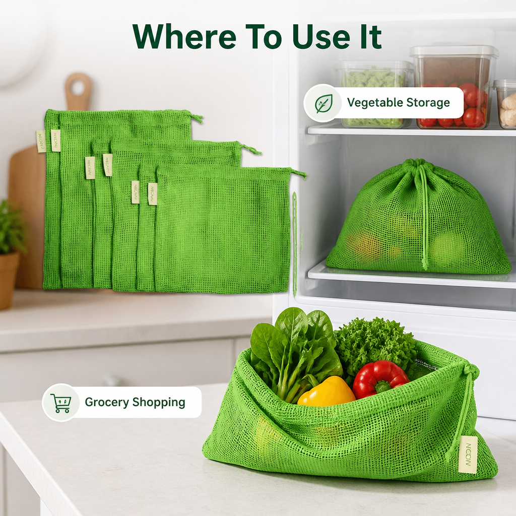 Natural Cotton Vegetable Storage Bags(Set Of 3 Pcs)