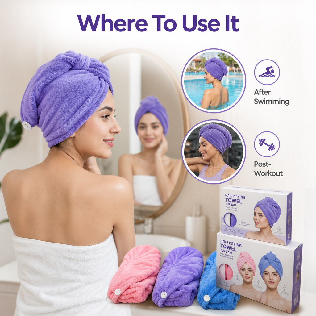 Microfiber Hair Drying Towel Turban