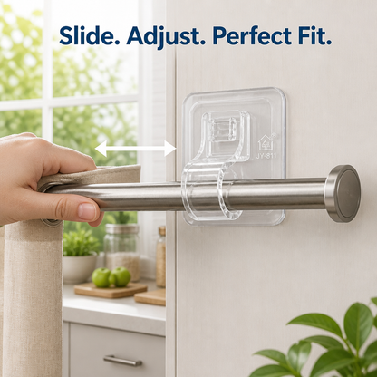 No-Drill Curtain Rod Holders (Set of 4 Pcs)