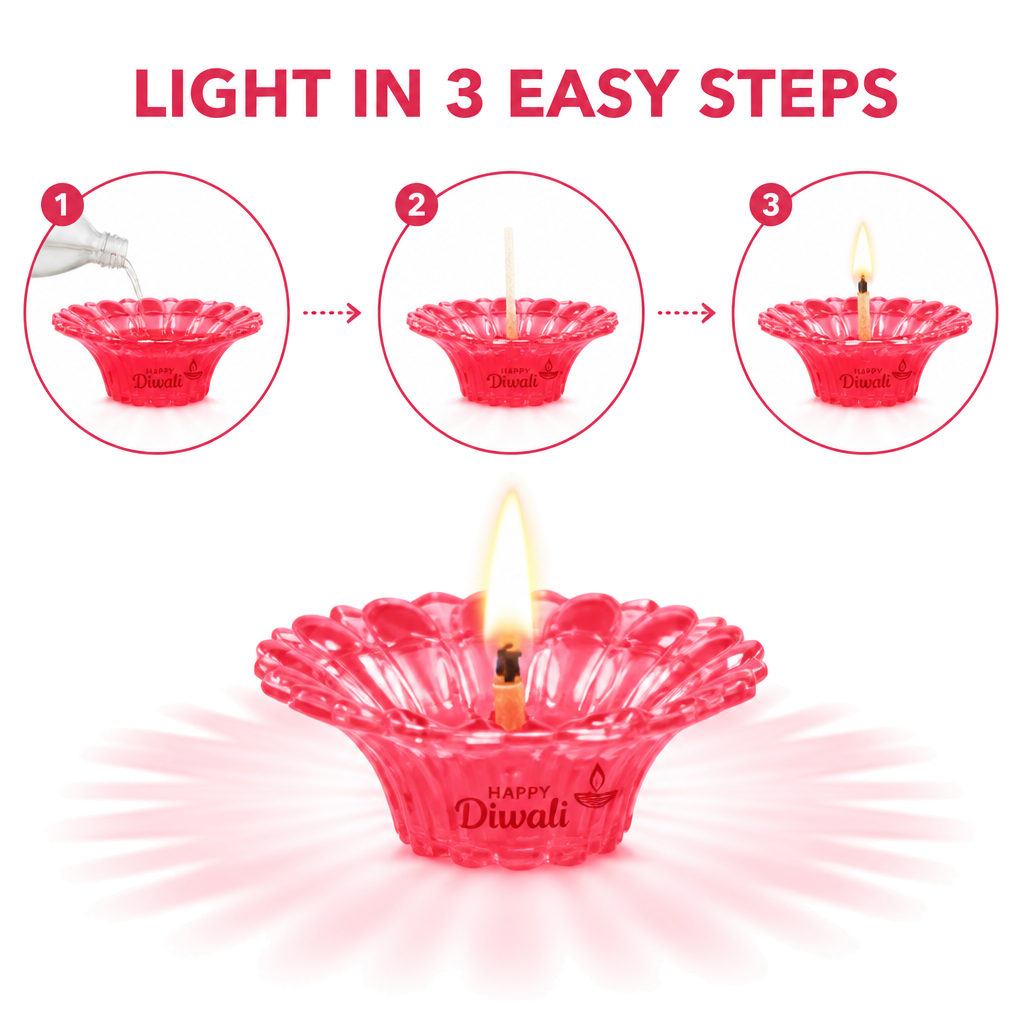 3D Reflection Oil Diya (Set Of 12 Pcs)