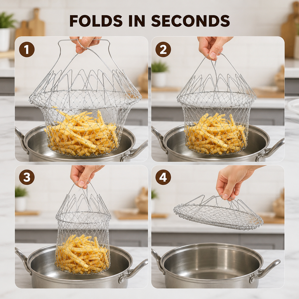 Stainless Steel Foldable Frying Basket