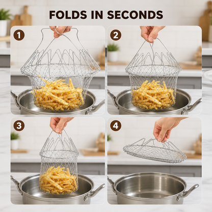 Stainless Steel Foldable Frying Basket